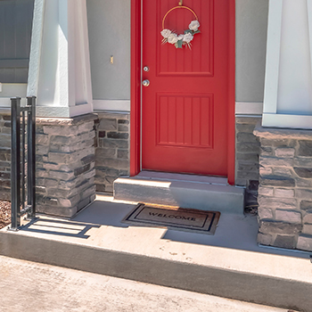 front steps with red door